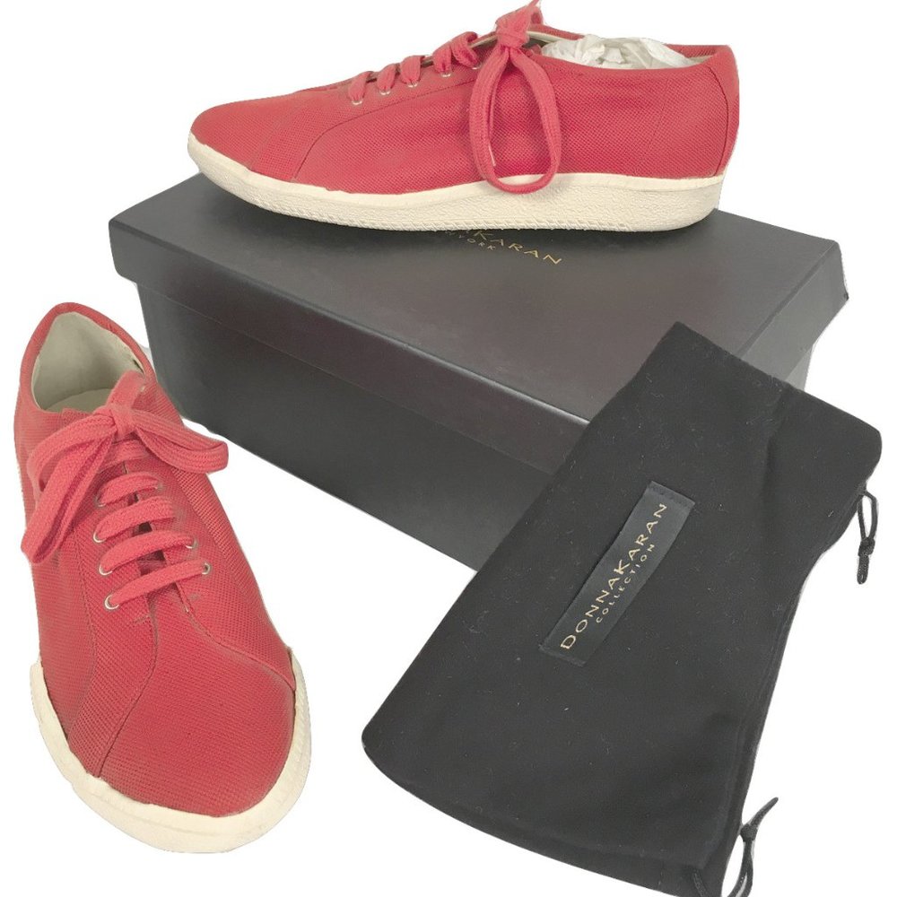 NEW Donna Karan Collection Sneakers! 8 8.5 Red Canvas  Sleek Modern Style  ITALY